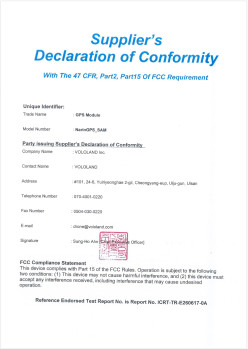 Certificate of FCC Certification-mini GPS(NarinGPS-SAM)